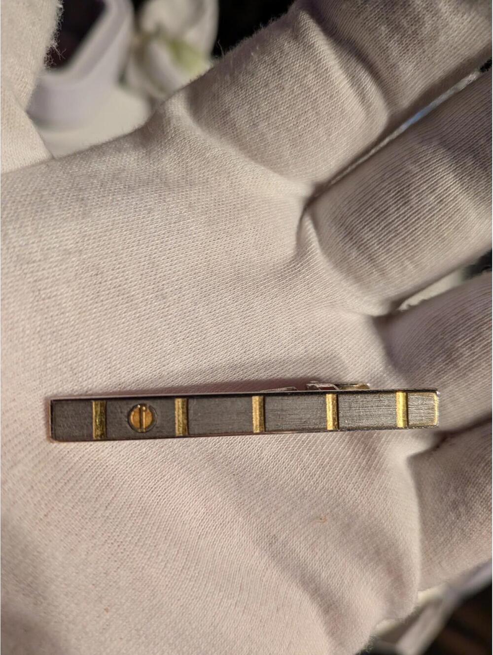 Vintage Dunhill Clip Tie Two Tone Silver / Gold